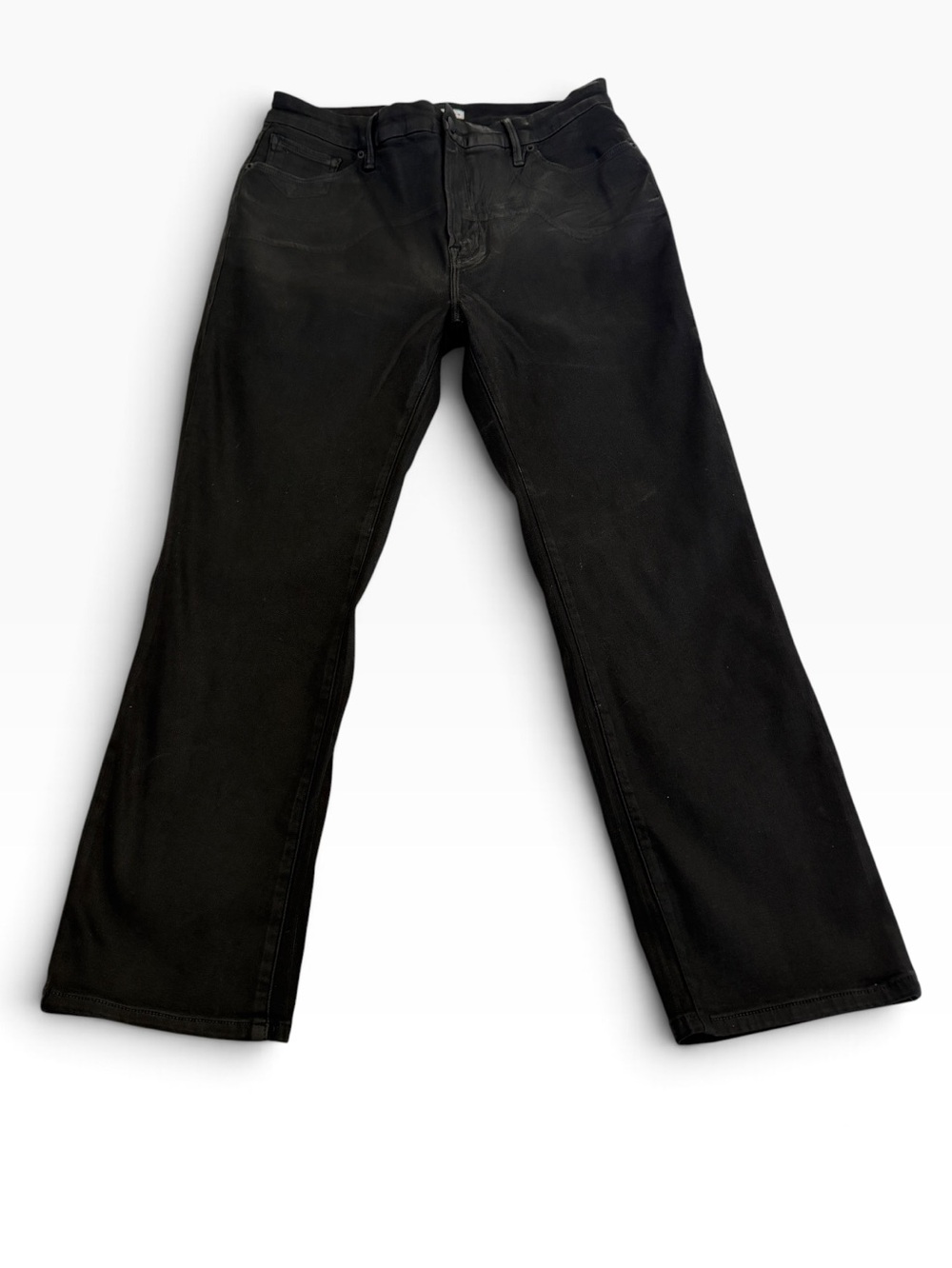 Good American Women’s Black Coated Straight-Leg Jeans Size 12/31